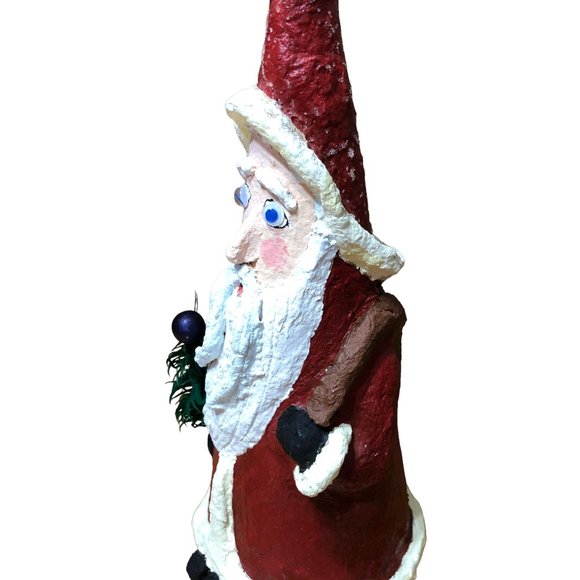 Paper Mache Santa Father Christmas Decoration Holiday Figurine 2007 R Gillum 10" - Picture 7 of 16